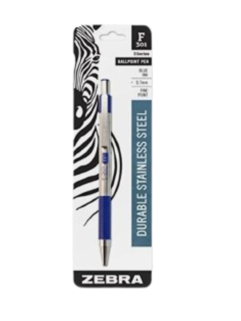 Zebra F-301 0.7mm Fine Point Blue Ink Stainless Steel Ballpoint Pen